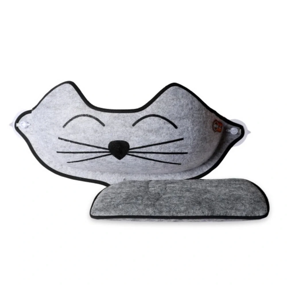K&H Pet Products EZ Mount Cat Bed Window Sill Gray with Kitty Face 27 X 11 X 6